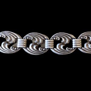🌴Vintage Sterling Silver Art Deco Wave Link Bracelet 1940s